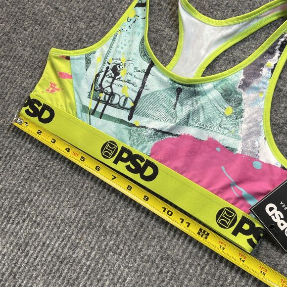 PSD Womens Size XL Sports Bra Neon Green Pink Money Bill Bra Size 36DD-40C NEW - Picture 12 of 12